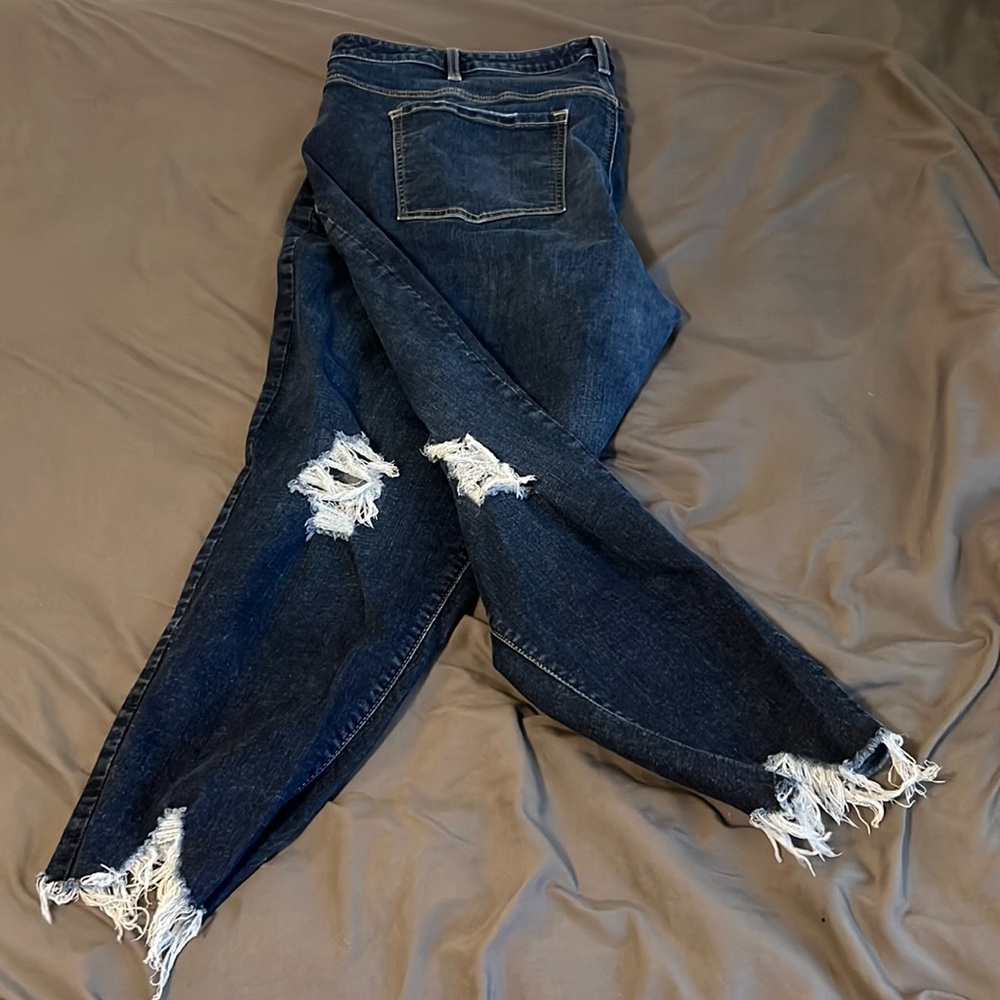 Lane Bryant Mid-Rise Super Stretch Skinny Jeans Distressed